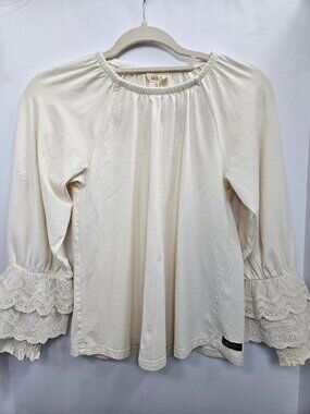 Matilda Jane Just Imagine Tilly Top – Ivory Ruffle Sleeve Peasant Blouse - Sz 14